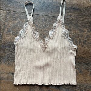 Forever 21  Peach Lace Trim Ribbed Cami
